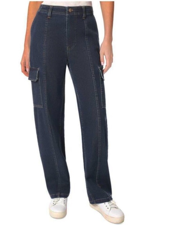 Jones New York Denim - Jones New York Dark Blue Wash Cargo Jeans 6 Pocket Design NWOT